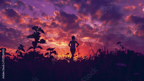 Chasing Sunsets: A Silhouette of a Fit Woman Running