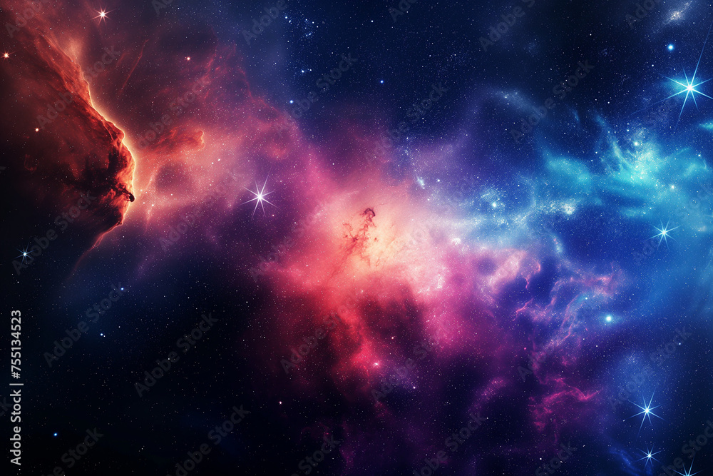 Fototapeta premium Nebula and galaxies in space. Abstract cosmos background
