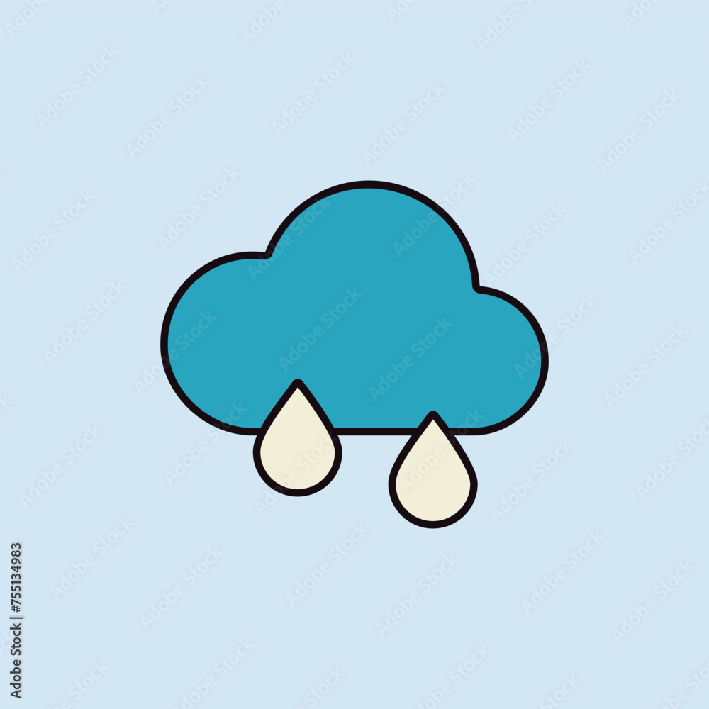 Raincloud with raindrops vector icon. Weather sign Raincloud with raindrops vector icon. Weather sign