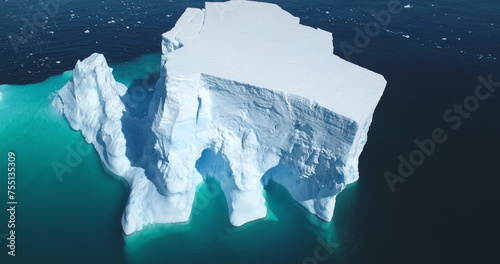 Εκτύπωση καμβά Antarctica giant iceberg melting in blue water aerial top view