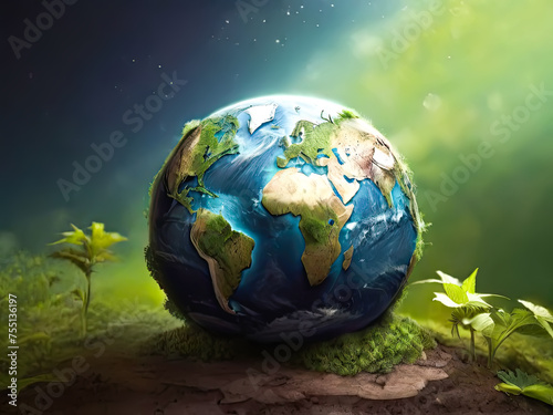 Earth planet. World environment day creative concept.