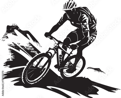 Fototapeta Naklejka Na Ścianę i Meble -  Where Grit Meets Gear Mountain Biker Ready to Ride Beyond the Pavement Off Road Cyclist Icon