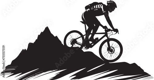 Elevated Expedition Cycling Logo Design Vertical Velocity Mountain Terrain Emblem