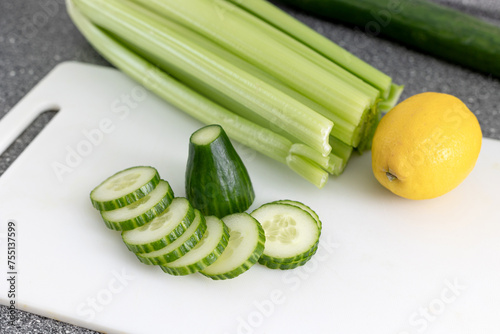A set of green vegetables for a diet smoothie