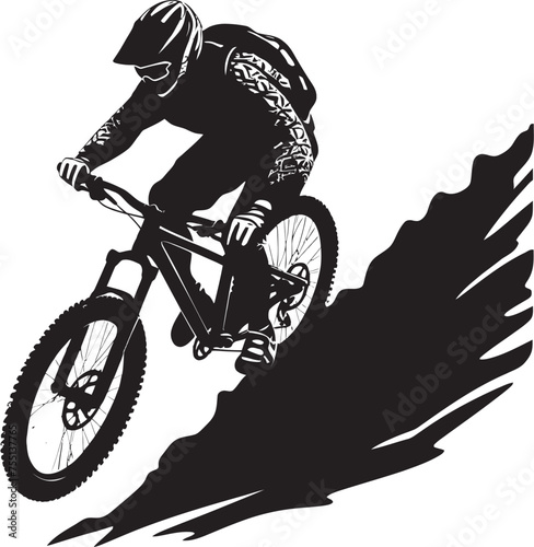 Taming Technical Terrain Mountain Bike Icon Design Ascending to New Heights Mountain Climber Cyclist Vector