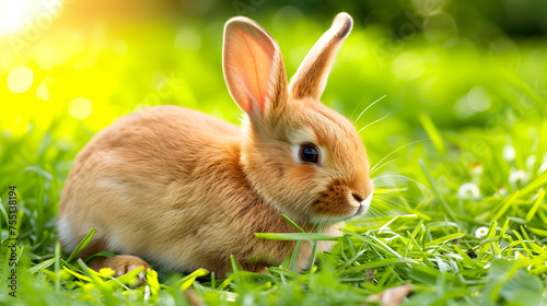Fluffy Friend: Cute Rabbit. Generative AI