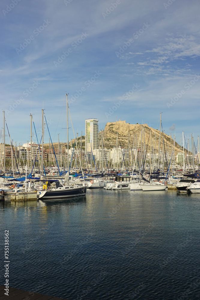 The panorama of Santa Barbara castle and the marina, Alicante, Spain	