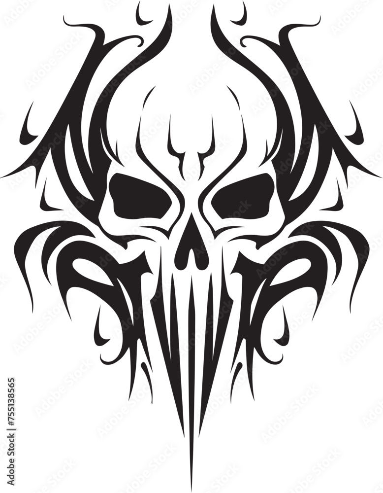 Fototapeta premium Mystical Matrix Tattooed Vector Design Resonant Relics Abstract Skull Graphics