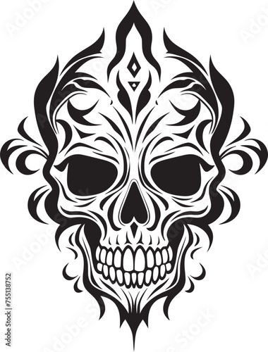 Dreamweavers Mark Tattoo Vector Design Icon Cryptic Convergence Abstract Skull Fusion Vector photo