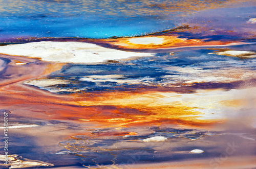 Abstract nature background. Texture of Porcelain Basin in Yellowstone national park, USA