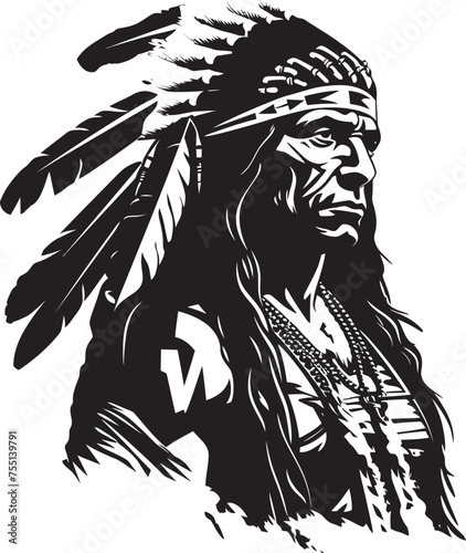 Brave Protector Apache Logo Graphic Spirit Warrior Apache Face Iconic Design