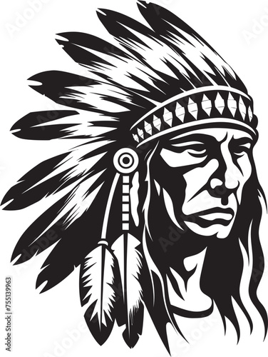 Silent Majesty Apache Logo Graphic Tribal Defender Apache Face Iconic Design © BABBAN