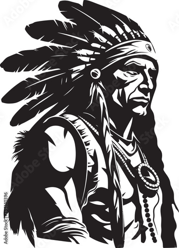 Brave Sentinel Apache Icon Vector Thunder Majesty Tribal Emblem Icon