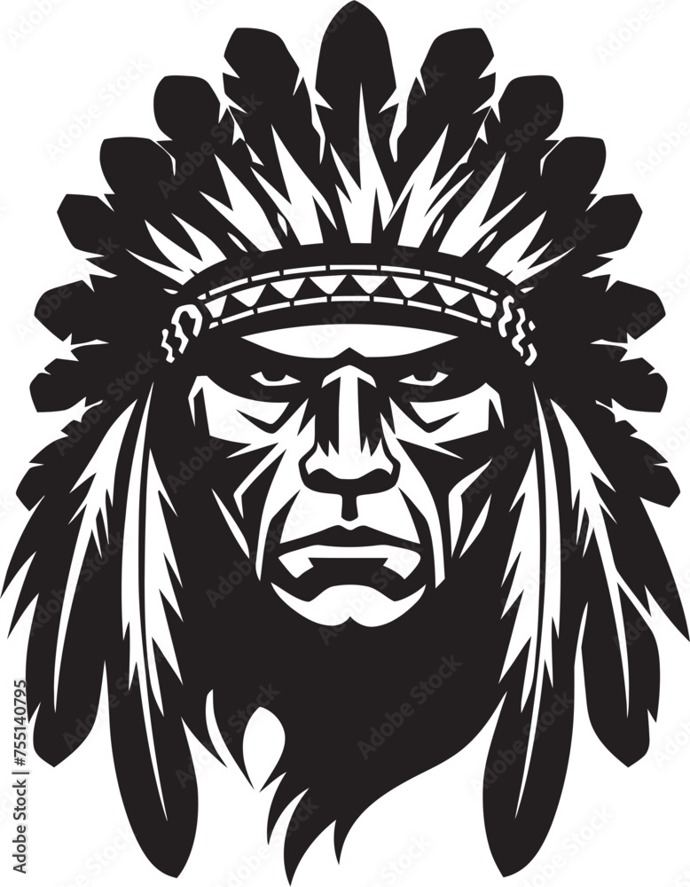 Tribal Triumph Apache Logo Vector Icon Warriors Resolve Apache Face Emblematic Graphic