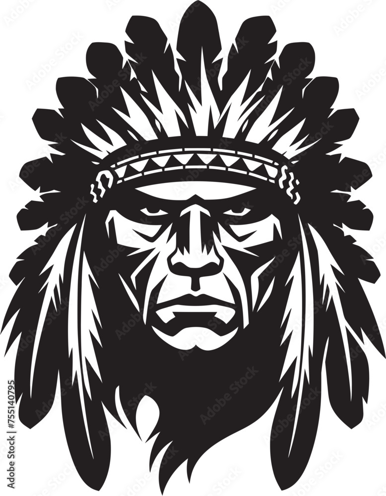 Fototapeta premium Tribal Triumph Apache Logo Vector Icon Warriors Resolve Apache Face Emblematic Graphic