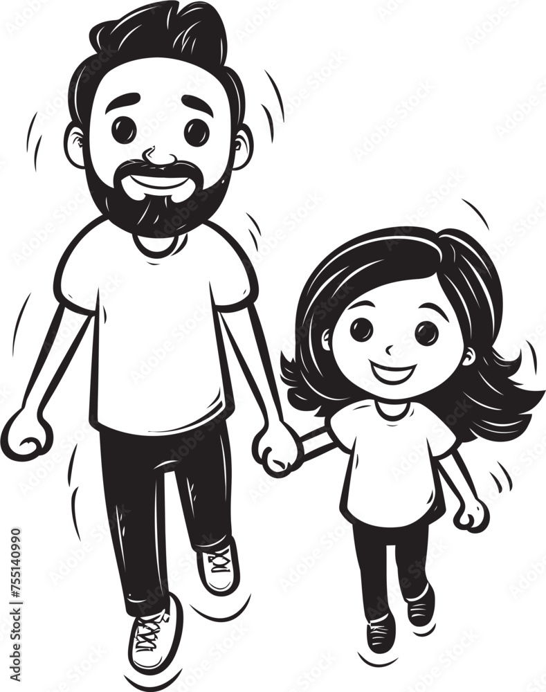 Joyful Connection Cartoon Graphic Emblem Family Love Happy Father and Daughter Vector Joyful Connection Cartoon Graphic Emblem Family Love Happy Father and Daughter Vector