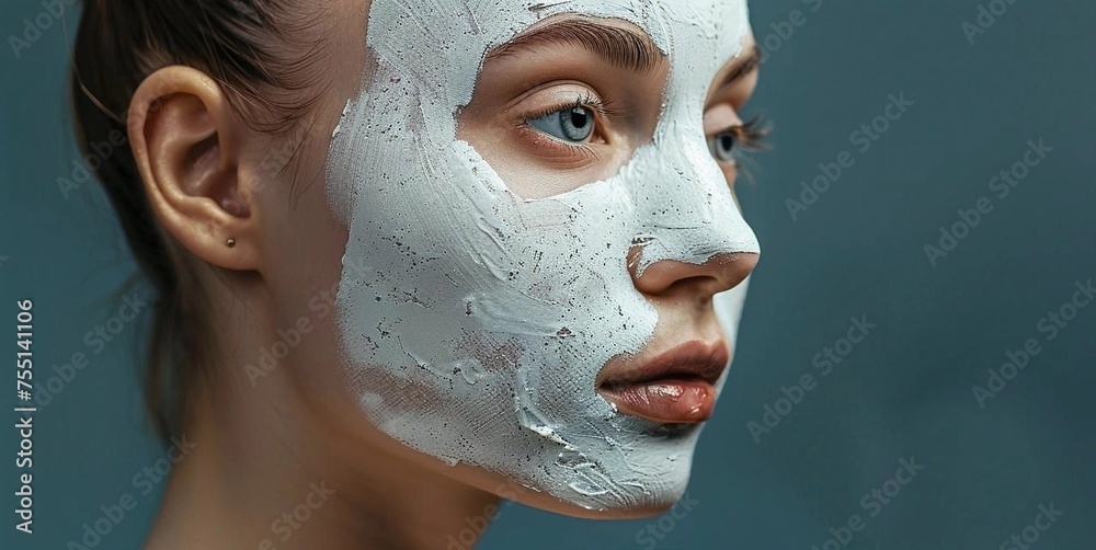 The face of a girl in a cosmetic mask The face of a girl in a cosmetic mask