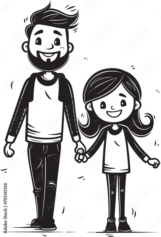 Happy Times Cartoon Logo Vector Family Love Father and Daughter Emblem Happy Times Cartoon Logo Vector Family Love Father and Daughter Emblem