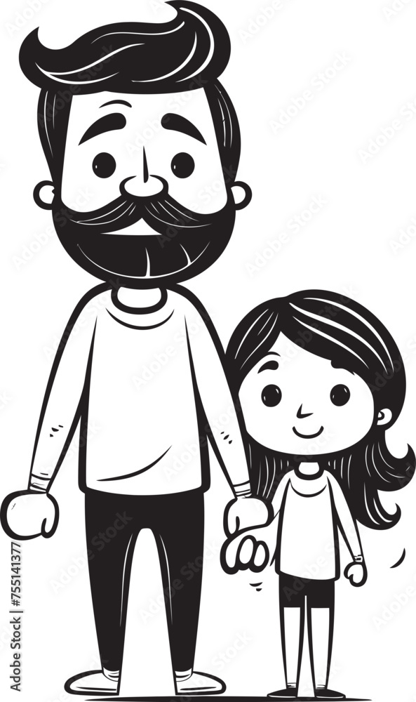 Blissful Moments Cartoon Vector Design Sweet Smiles Father Daughter Logo Blissful Moments Cartoon Vector Design Sweet Smiles Father Daughter Logo