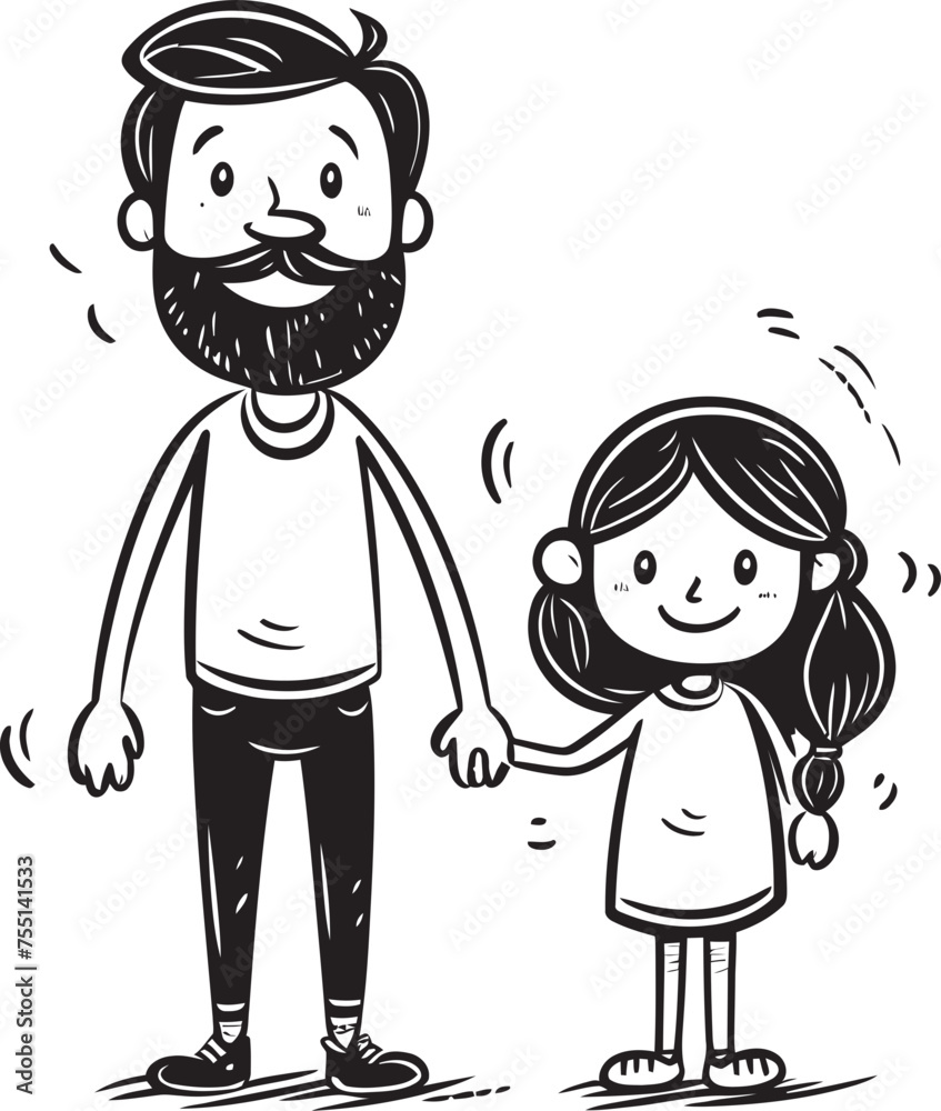 Joyful Affection Cartoon Logo Symbolism Daddys Sidekick Father Daughter Vector Design Joyful Affection Cartoon Logo Symbolism Daddys Sidekick Father Daughter Vector Design