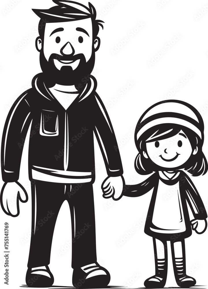 Family Fun Cartoon Symbolic Design Cheerful Moments Father Daughter Iconic Graphic Family Fun Cartoon Symbolic Design Cheerful Moments Father Daughter Iconic Graphic