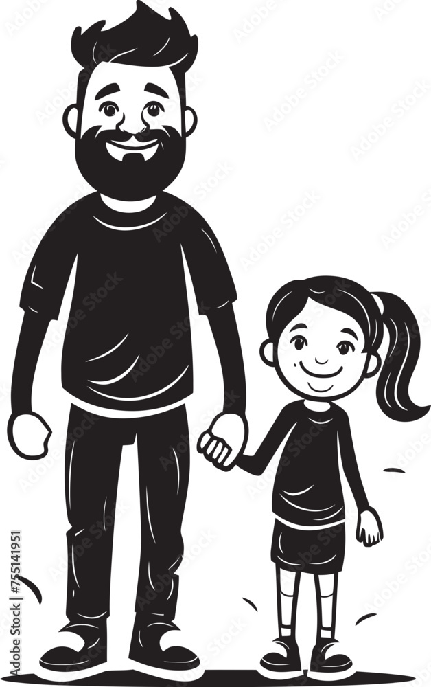 Blissful Bond Cartoon Symbolic Emblem Daddys Love Happy Family Symbol Blissful Bond Cartoon Symbolic Emblem Daddys Love Happy Family Symbol