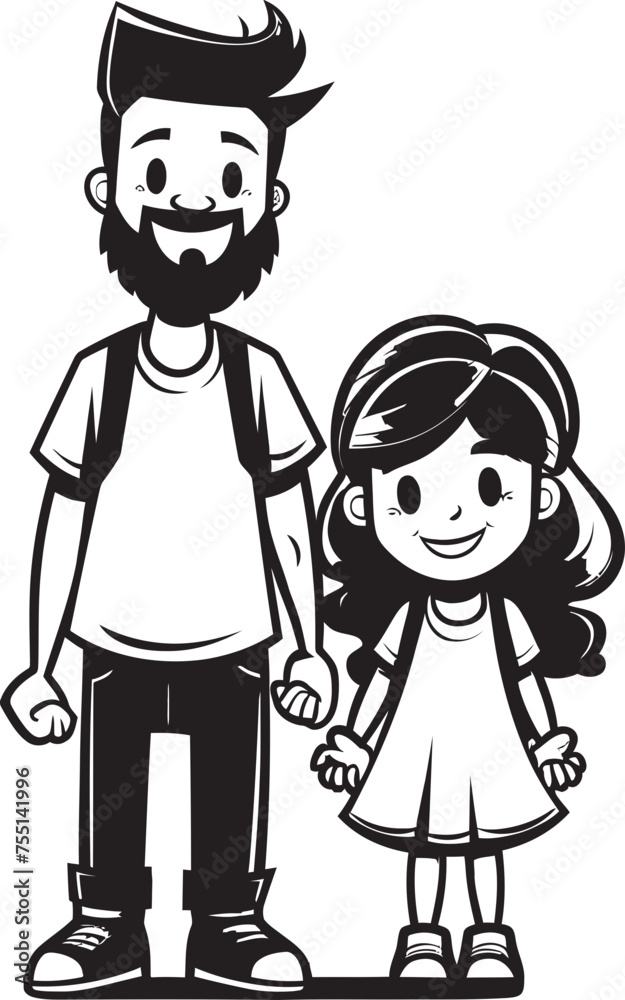 Loving Laughter Father Daughter Vector Emblem Family Fun Cartoon Symbolic Emblem Loving Laughter Father Daughter Vector Emblem Family Fun Cartoon Symbolic Emblem