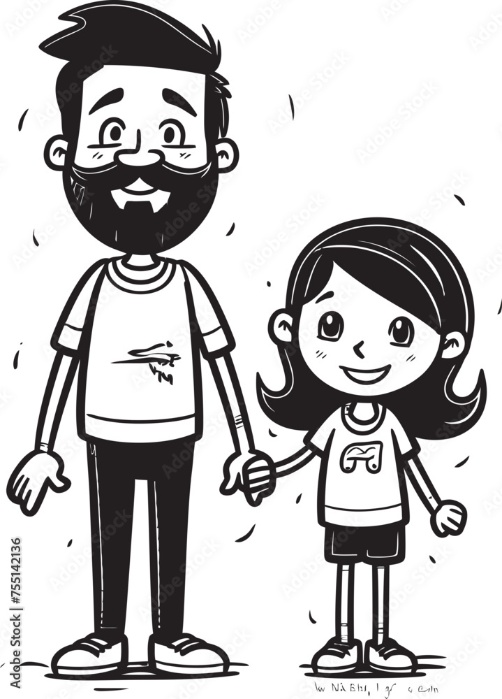 Family Bonding Father and Daughter Emblem Playful Partners Cartoon Logo Design Family Bonding Father and Daughter Emblem Playful Partners Cartoon Logo Design