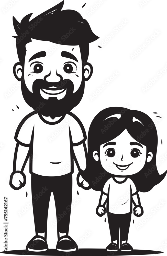 Fototapeta premium Daddys Little Princess Father Daughter Icon Laughing Together Cartoon Logo Vector