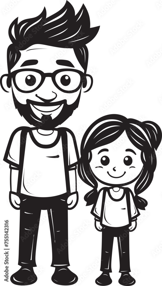 Daddys Little Helper Father Daughter Emblem Family Fun Cartoon Logo Design Daddys Little Helper Father Daughter Emblem Family Fun Cartoon Logo Design