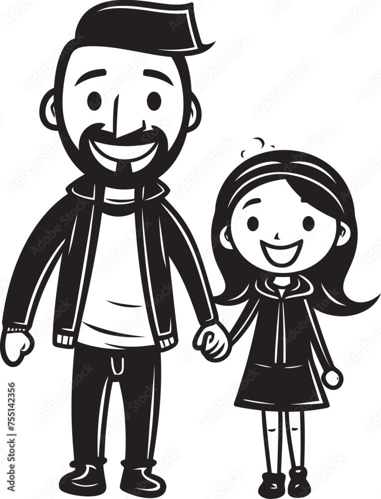 Heartwarming Moments Father Daughter Vector Design Daddys Girl Cartoon Logo Icon