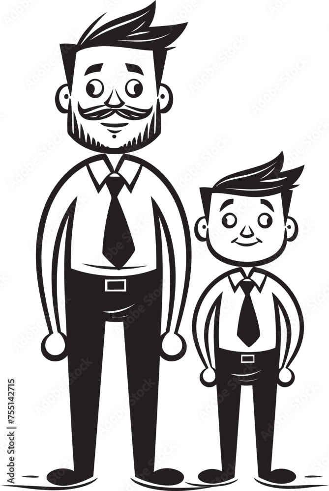 Sweet Smiles Cartoon Iconic Graphic Playful Partners Father Son Vector Emblem Sweet Smiles Cartoon Iconic Graphic Playful Partners Father Son Vector Emblem