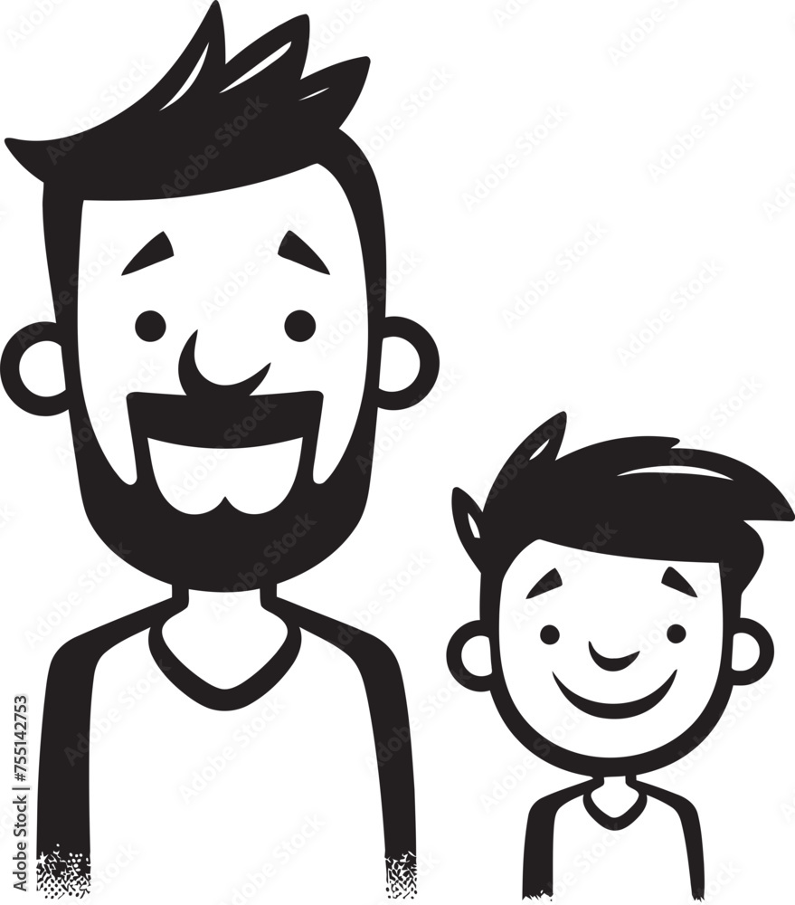 Daddys Boy Happy Family Design Sweet Smiles Cartoon Iconic Emblem Daddys Boy Happy Family Design Sweet Smiles Cartoon Iconic Emblem