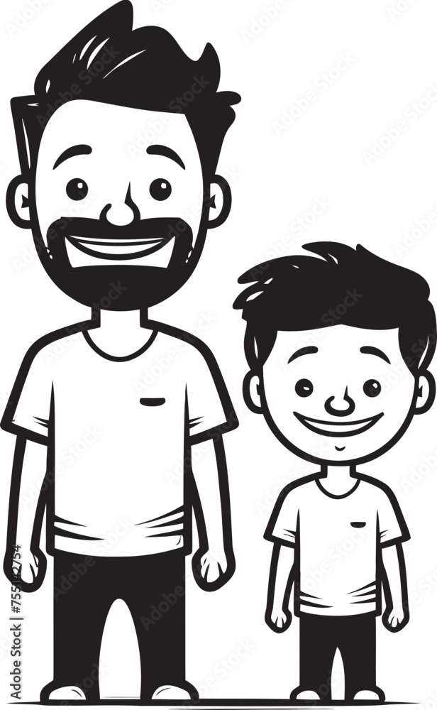 Cherished Memories Cartoon Symbolic Emblem Daddys Boy Happy Family Design Cherished Memories Cartoon Symbolic Emblem Daddys Boy Happy Family Design