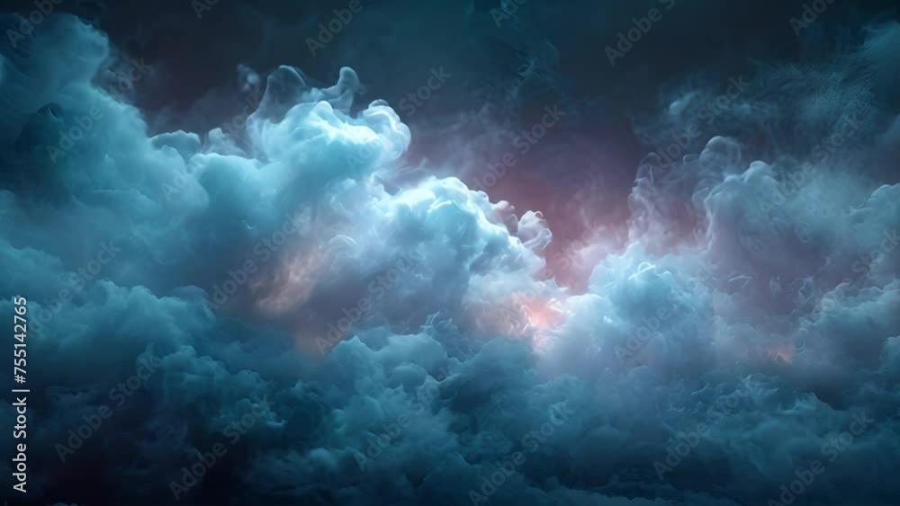 Blue smoke Cold air flow from air conditioner effect. Isolated air light effect with blue rays. Blue wind waves fresh cold air blowing effect Mystery abstract background 4k video beauty