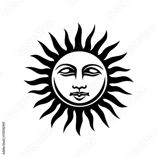 Tribal sun face symbol