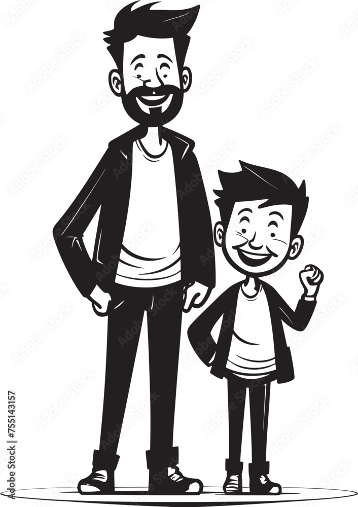Blissful Moments Happy Family Symbol Daddys Joy Cartoon Vector Design Blissful Moments Happy Family Symbol Daddys Joy Cartoon Vector Design