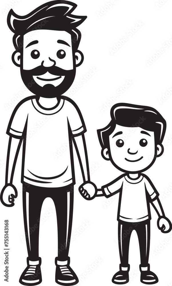 Sweet Smiles Father Son Emblematic Symbol Playful Partners Cartoon Graphic Design