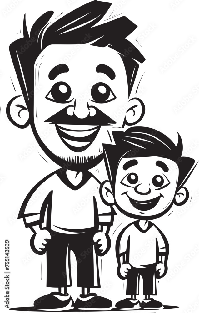 Fun filled Adventures Happy Dad and Son Icon Cherished Memories Cartoon Vector Emblem Fun filled Adventures Happy Dad and Son Icon Cherished Memories Cartoon Vector Emblem