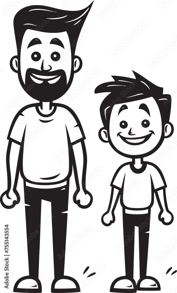 Heartwarming Moments Happy Family Symbol Daddys Joy Cartoon Iconic Emblem