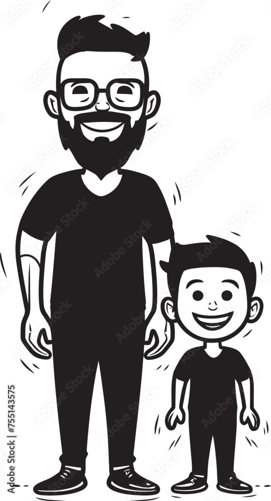 Playful Partners Happy Dad and Son Logo Daddys Little Buddy Cartoon Emblematic Icon Playful Partners Happy Dad and Son Logo Daddys Little Buddy Cartoon Emblematic Icon