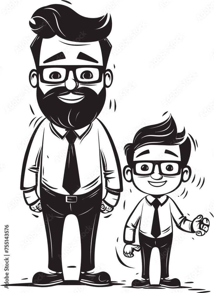 Sweet Smiles Cartoon Iconic Graphic Playful Partners Happy Dad and Son Logo Sweet Smiles Cartoon Iconic Graphic Playful Partners Happy Dad and Son Logo