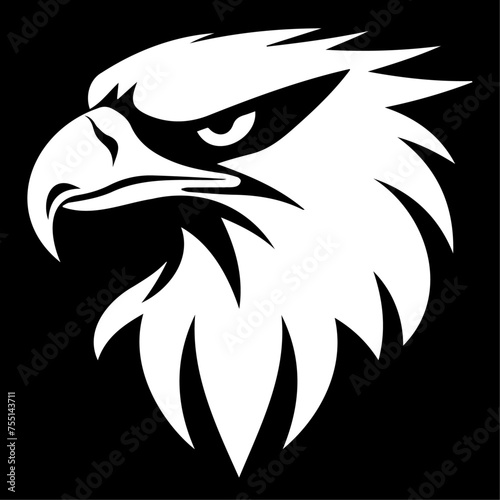 White american eagle head on black background, vector eagle head logo