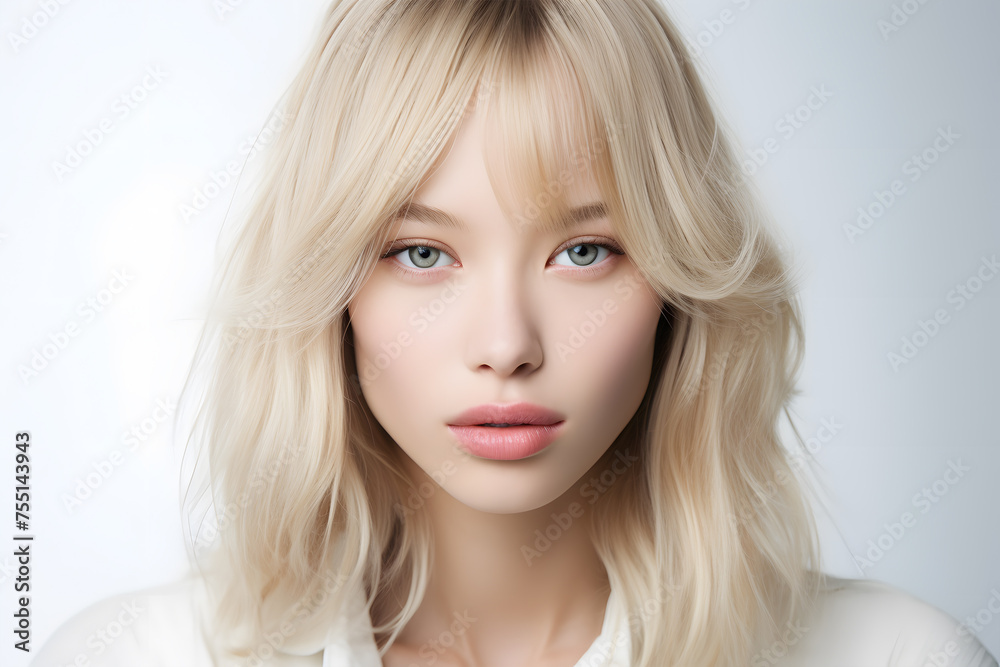 Portrait young woman with blond hair iand green eyes Portrait young woman with blond hair iand green eyes