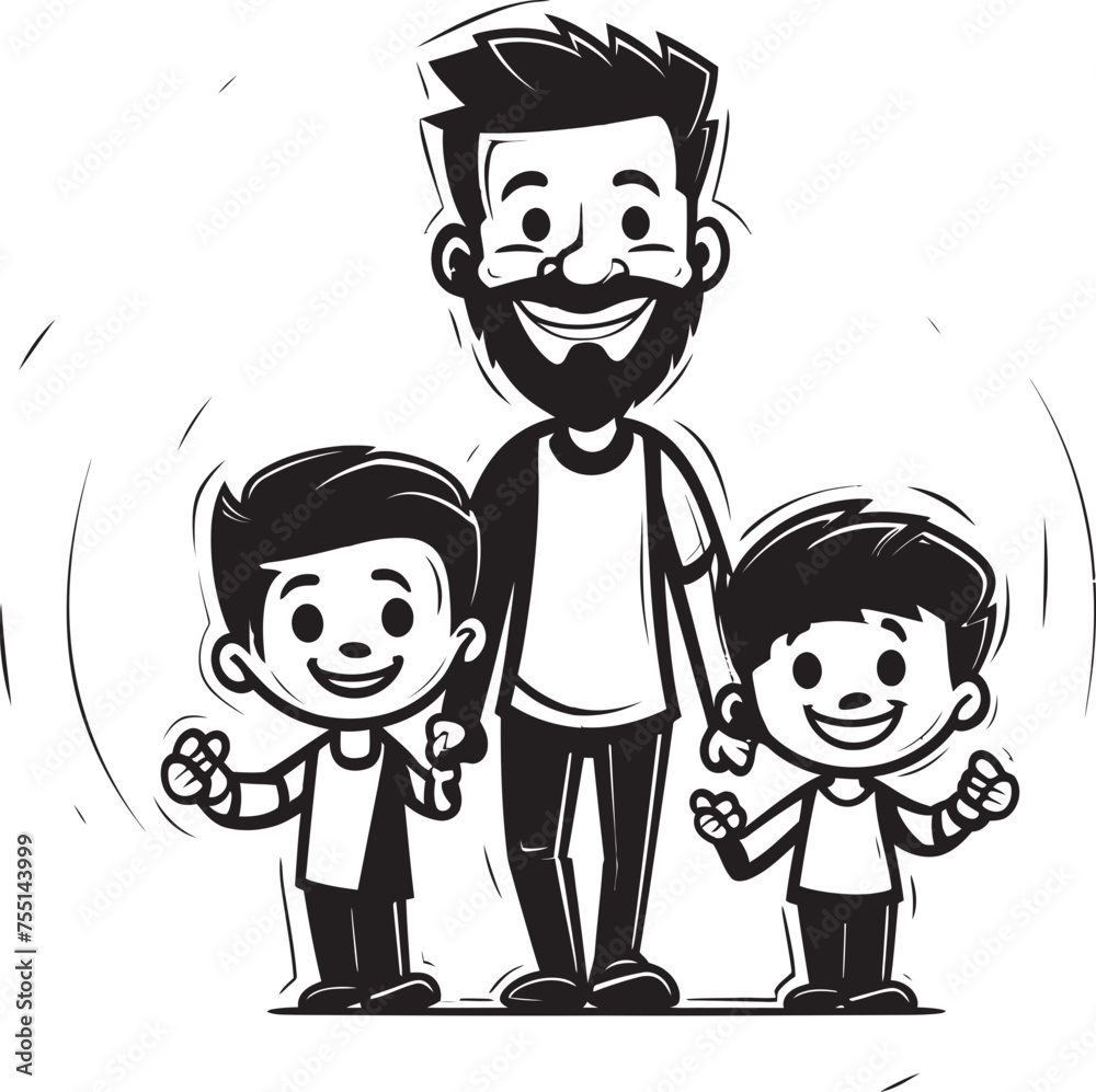 Joyous Connection Cartoon Emblem Icon Family Harmony Happy Father and Son Vector Joyous Connection Cartoon Emblem Icon Family Harmony Happy Father and Son Vector