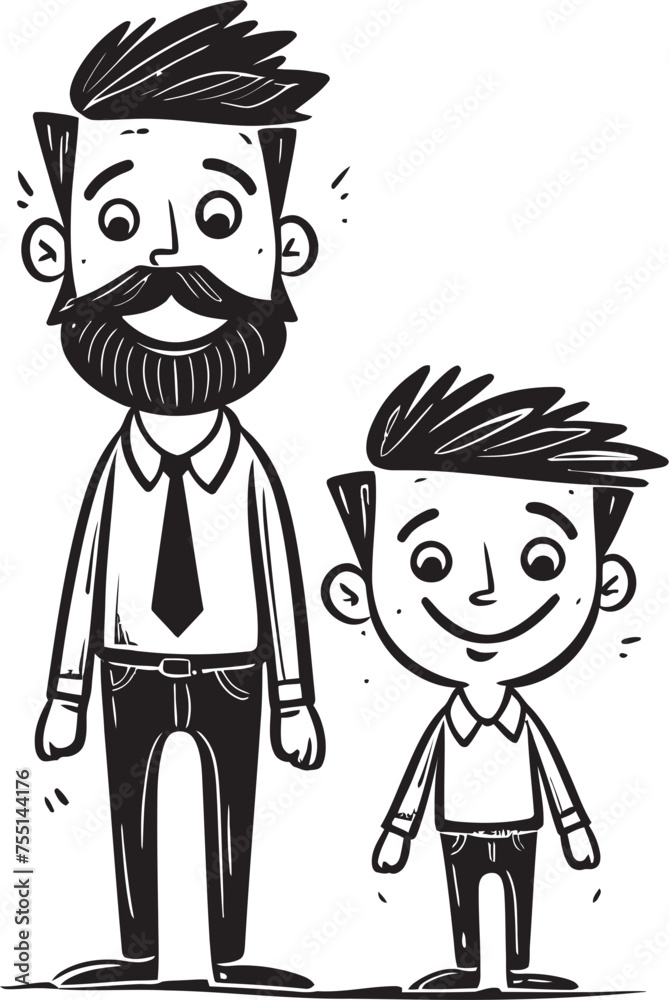 Joyous Bonding Happy Father and Son Symbol Daddys Delight Cartoon Emblematic Graphic Joyous Bonding Happy Father and Son Symbol Daddys Delight Cartoon Emblematic Graphic