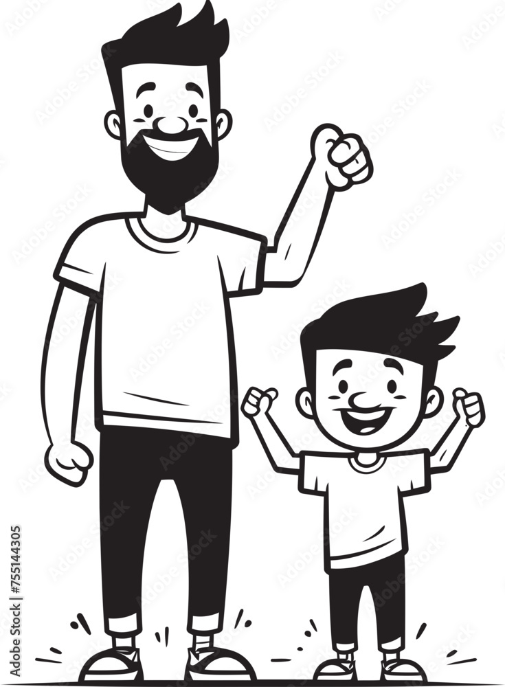 Heartwarming Love Cartoon Logo Icon Daddys Joy Father Son Vector Symbol