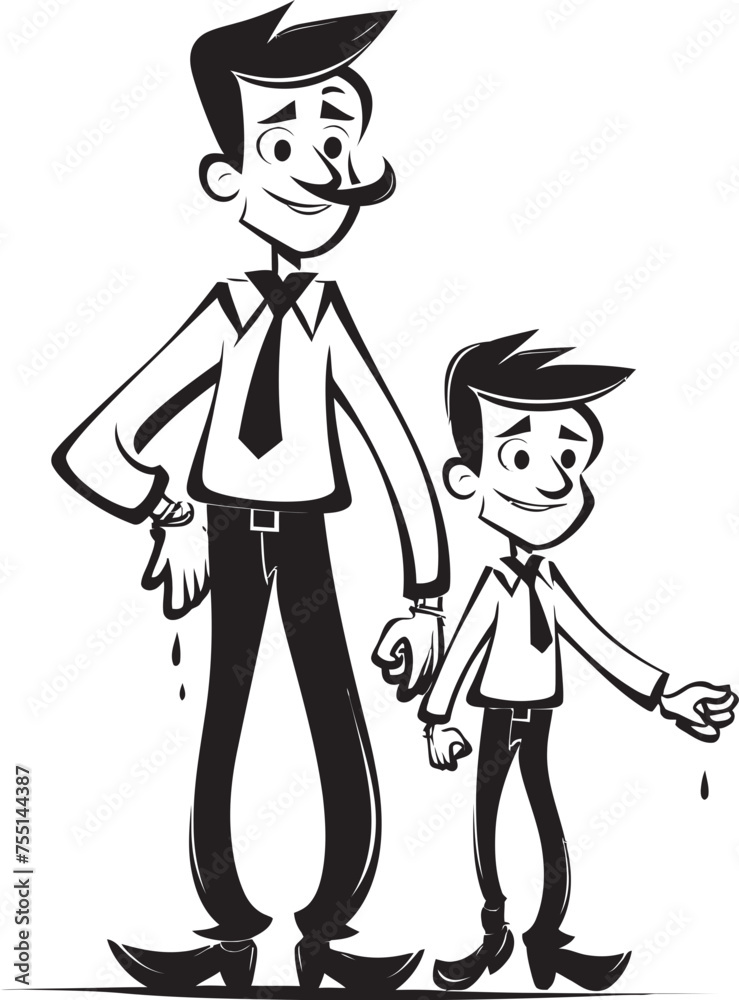 Daddys Joyride Father Son Vector Emblem Blissful Bond Cartoon Vector Symbol