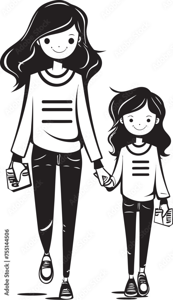 Family Fun Moments Happy Mom and Daughter Icon Cheerful Duo Cartoon Vector Graphic Family Fun Moments Happy Mom and Daughter Icon Cheerful Duo Cartoon Vector Graphic
