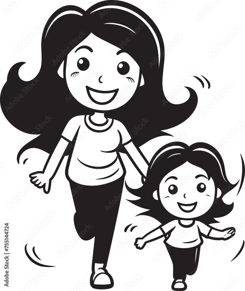 Joyous Connection Cartoon Vector Symbol Moms Joyride Mother Daughter Emblematic Emblem Joyous Connection Cartoon Vector Symbol Moms Joyride Mother Daughter Emblematic Emblem